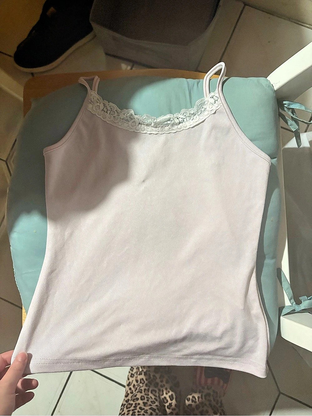 Romwe Lace Trim Camisole in Pink Size XS